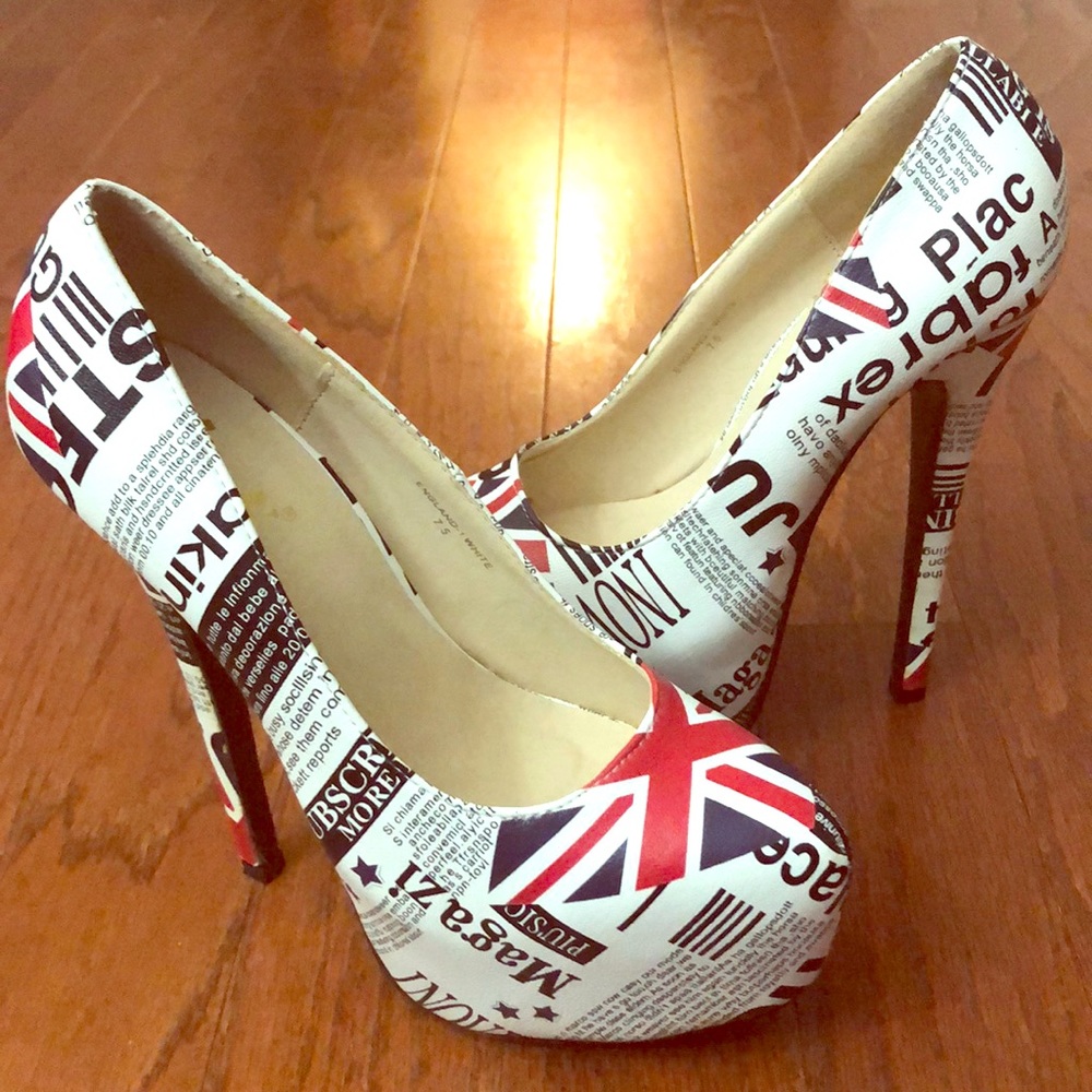 Multicolored platform heels